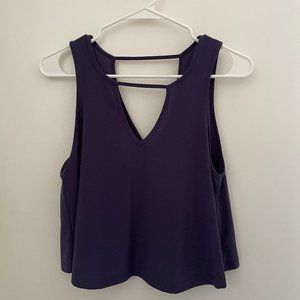 Forever 21 Cropped Navy Tank Top with Triangle Cut Outs